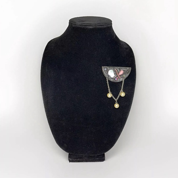 Vintage Marena Handarbeit Art Deco Iridescent Dangle Pearls Pin Brooch Germany - Picture 2 of 6